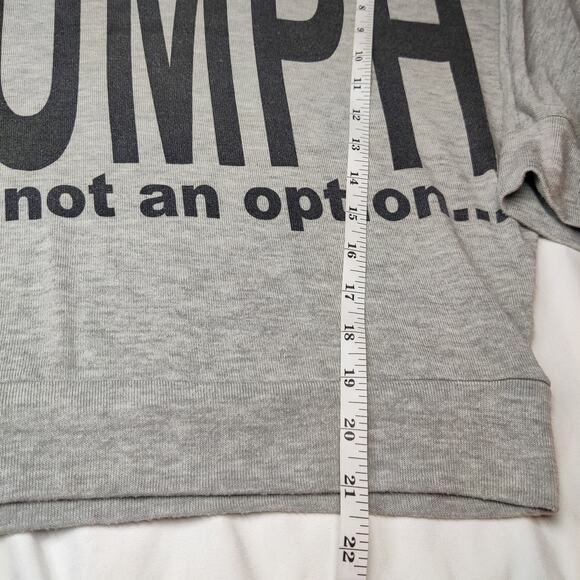 Poetry Triumph Spell Out Graphic Gray Cropped Relaxed Hoodie Sweatshirt Medium - Picture 9 of 9
